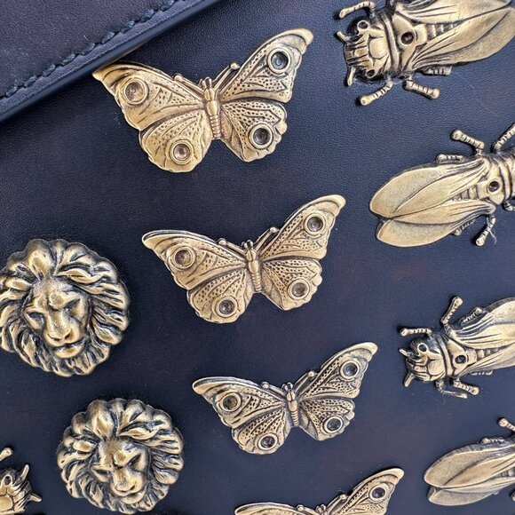 Gucci Calfskin Animal Studs Medium Sylvie Top Handle Bag - Picture 2 of 12